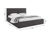 A king-sized bed with a headboard, mattress, and bedding, along with dimensions indicated by measurement lines. Produktbild-Vorschau