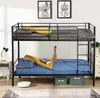 A bunk bed with bedding and decorative items in a room. Voir les images du produit