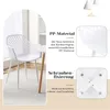 A white chair with a diamond pattern on the seat and back, shown in a room with a table and a shelf. There are also close-up images of the chair's material and construction. Náhled obrázku produktu