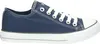 A side view of a navy blue sneaker with white laces and a white sole, presented on a white background. Produktbild-Vorschau