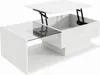 A white lift-top coffee table with a glass insert and storage space, shown from a diagonal angle against a white background. Produktbild-Vorschau
