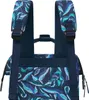 A close-up view of the top portion of a backpack, focusing on the straps and the patterned fabric. Produktbild-Vorschau