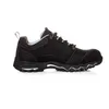 A side view of a black safety shoe with white and gray accents, isolated on a white background. Produktbild-Vorschau