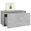 A gray wooden storage bench with a tote bag on top. Produktbild-Vorschau