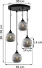 Lampada a sospensione RIFFLE nero 4 luci con globo di vetro Anteprima dell’immagine prodotto 6