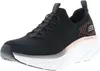 A side view of a black Skechers sneaker with a thick white and pink sole. Náhled obrázku produktu