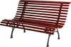 A wooden park bench with black metal legs, shown from a slight angle against a white background. Produktbild-Vorschau