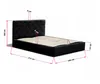 A black upholstered bed frame with dimensions indicated by measurement lines and text. Náhled obrázku produktu