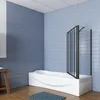 A bathroom with a bathtub and a shower screen. Produktbild-Vorschau