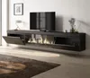 A modern living room with a wall-mounted TV stand featuring an electric fireplace. Produktbild-Vorschau
