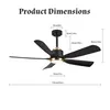 Ventilatore da soffitto ZELURXX con LED, 132 cm (52 Anteprima dell’immagine prodotto 5
