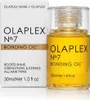 A bottle of Olaplex No. 7 Bonding Oil next to its packaging. Voir les images du produit