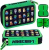 A collage of a Minecraft-themed pencil case and its internal compartments. Náhľad obrázku produktu