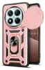 A rose gold and black phone case with a camera cover and ring stand. Produktbild-Vorschau