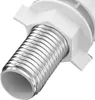 A close-up view of a metal hose attached to a white plastic fitting. Náhled obrázku produktu