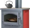 - Kaminofen mit Backfach und Herdplatte Cucina bordeaux - Produktbild-Vorschau 2