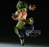 A dynamic action pose of a Dragon Ball Super Super Saiyan Broly figurine against a dark background. Produktbild-Vorschau