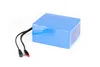 A blue lithium-ion battery pack with two cables and connectors on a white background. Náhled obrázku produktu