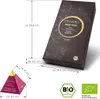A box of organic herbal tea with a smaller tea bag shown next to it, along with measurement indicators. Produktbild-Vorschau
