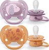 A collage of two pairs of baby pacifiers, each pair showing a pacifier from the front and a side view. Produktbild-Vorschau