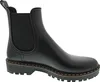 A black Chelsea boot is shown against a white background. Produktbild-Vorschau