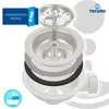 An exploded view of a sink drain assembly, showing its components and how they fit together. Produktbild-Vorschau