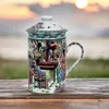 Keramik Teetasse mit Deckel + Sieb für Losen Tee mit Produktbild-Vorschau 2