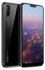 A black smartphone case is shown from the back and front, with the phone screen displaying a cityscape.