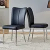 2er-Set Esszimmerstühle, schwarzes Kunstleder, silberne Produktbild-Vorschau 5