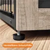 A close-up view of the adjustable feet of a wooden dog crate. Produktbild-Vorschau