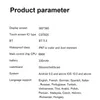 A product parameter list for a smart bracelet. Produktbild-Vorschau