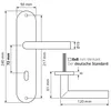 Technical drawing with dimensions of a door handle set. Produktbild-Vorschau