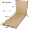 A beige lounge chair cushion with dimensions indicated. Produktbild-Vorschau