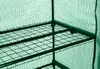 Close-up view of the shelves and mesh cover of a greenhouse. Anteprima dell’immagine prodotto