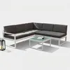 Garten-Lounge-Set Outdoor-Ecksofa + Glas-Couchtisch Jamila Produktbild-Vorschau 1