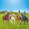 Five toy horses with riders in a grassy field under a blue sky. Náhľad obrázku produktu