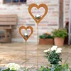 2x Gartenstecker Herz Metall Rost Optik Silberkugel Produktbild-Vorschau 2