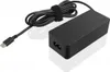 A black Lenovo laptop power adapter with a USB-C cable is shown on a white background. Produktbild-Vorschau