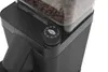 A close-up view of the top of a black coffee grinder, showing the bean hopper and the grind setting dial. Produktbild-Vorschau