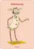 A cartoon sheep with striped legs and arms, standing on a yellow mat, with text above and below. Voir les images du produit
