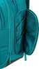 A close-up view of the side pocket of a teal backpack, showing its internal organization. Podgląd zdjęcia produktu