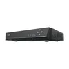 A black network video recorder (NVR) is shown from a three-quarter front-facing angle against a white background. Produktbild-Vorschau