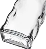 A close-up view of the bottom part of a clear glass bottle, showing its wavy texture and the base with embossed markings. Produktbild-Vorschau