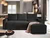 A dark gray sectional sofa with a chaise lounge is set up in a modern living room, with a throw blanket draped over the chaise. Produktbild-Vorschau