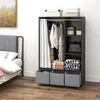 HOMCOM Armoire penderie, dressing avec rideau, armoire Voir les images du produit 9