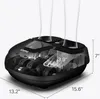 A transparent view of a black foot massager with feet inside, showing internal components and dimensions. Náhľad obrázku produktu