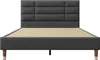A bed frame with a headboard and wooden legs, shown from the front. Náhled obrázku produktu