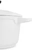 A close-up side view of a white pot with a handle. Anteprima dell’immagine prodotto