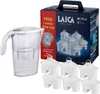 A water filter pitcher and its packaging, including multiple filter cartridges. Podgląd zdjęcia produktu