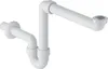 A white plastic sink trap assembly, also known as a P-trap or bottle trap, is shown against a white background. Produktbild-Vorschau